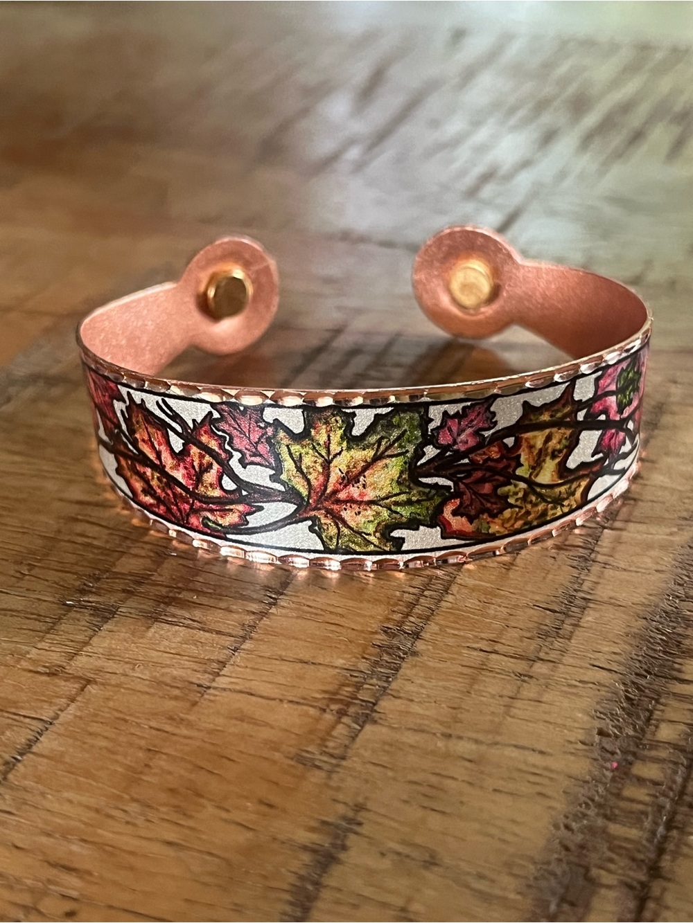 Copper Reflections Maple Leaves Magnetic Bracelet